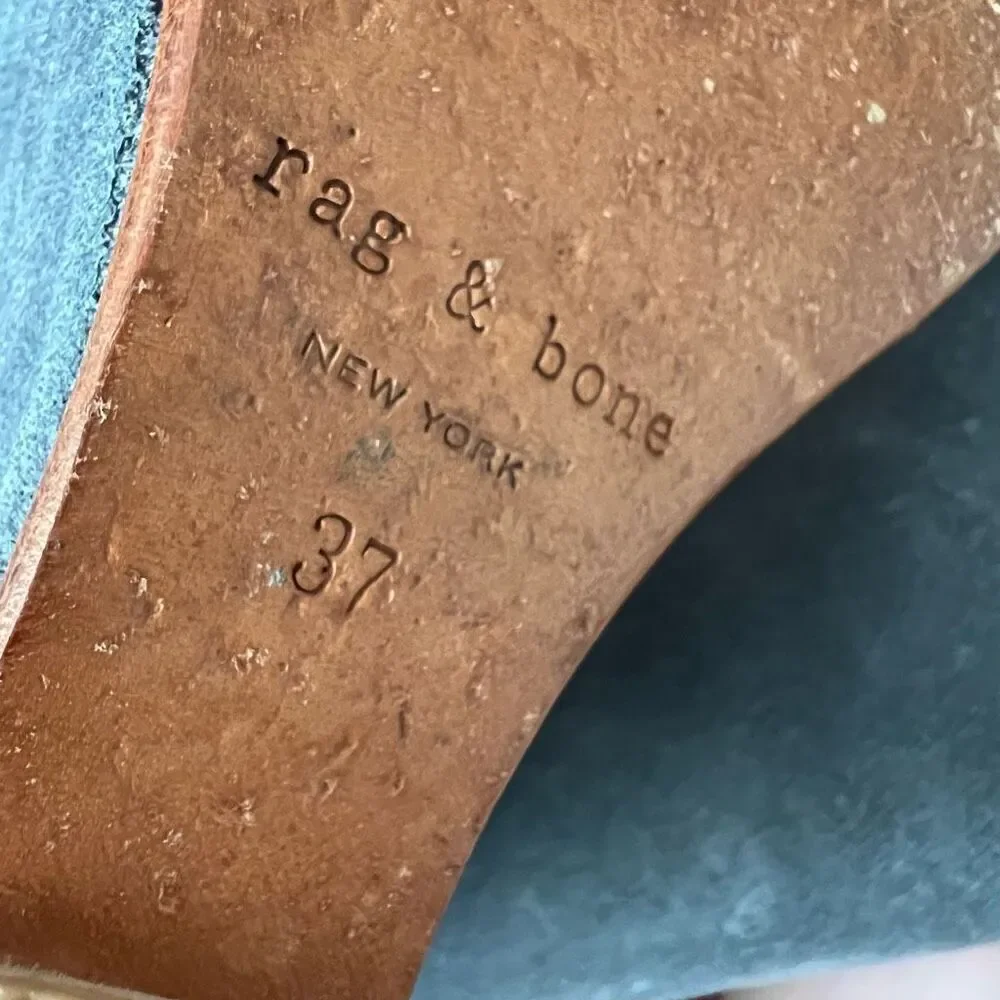 rag & bone Sahara Suede Open Toe Wedge Lace Up Heel Size 37 US 6.5